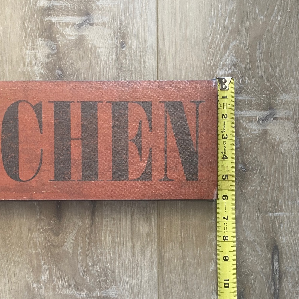 KITCHEN Sign Wall Decor Canvas on Wood Frame Rustic Farmhouse Rust/Brown & Black - Picture 3 of 9